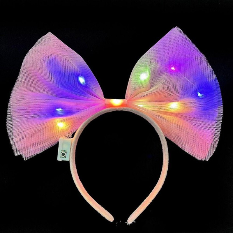 Rengarenk Led Işıklı Fiyonk Tül Parti Tacı Pembe Rengarenk Led Işıklı Fiyonk Tül Parti Tacı Pembe