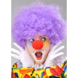 Mor Renk Kıvırcık Bonus Peruk ve Kırmızı Burun Seti