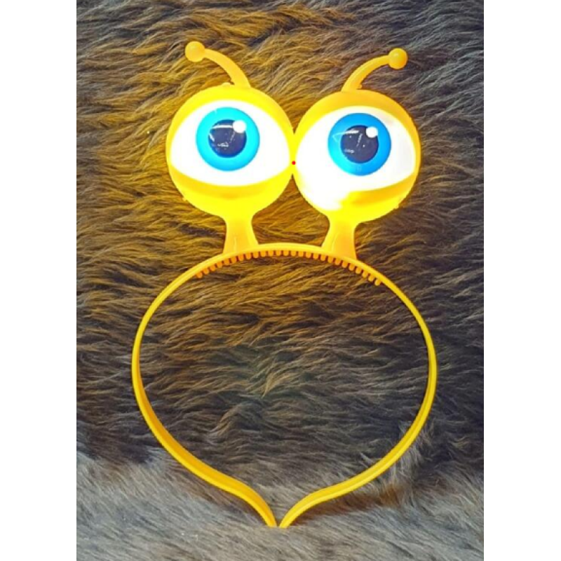 Led Işıklı & Pilli Uzaylı Göz Parti Tacı Sarı Renk