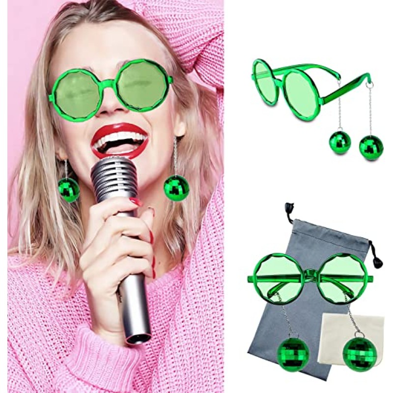 Disko Toplu Küpeli Parti Gözlüğü Yeşil Renk Disko Toplu Küpeli Parti Gözlüğü Yeşil Renk