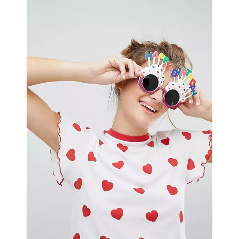 Happy Birthday Beyaz Fuşya Parti Gözlüğü Happy Birthday Beyaz Fuşya Parti Gözlüğü