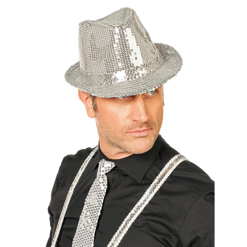 Gümüş Payetli Fötr Şapka Yetişkin Boy