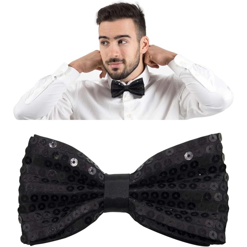 Siyah Payetli Pullu Papyon