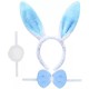 Tavşan Kostüm Seti Mavi Renk - Taç, Papyon, Ponpon, Kuyruk Tavşan Kostüm Seti Mavi Renk - Taç, Papyon, Ponpon, Kuyruk