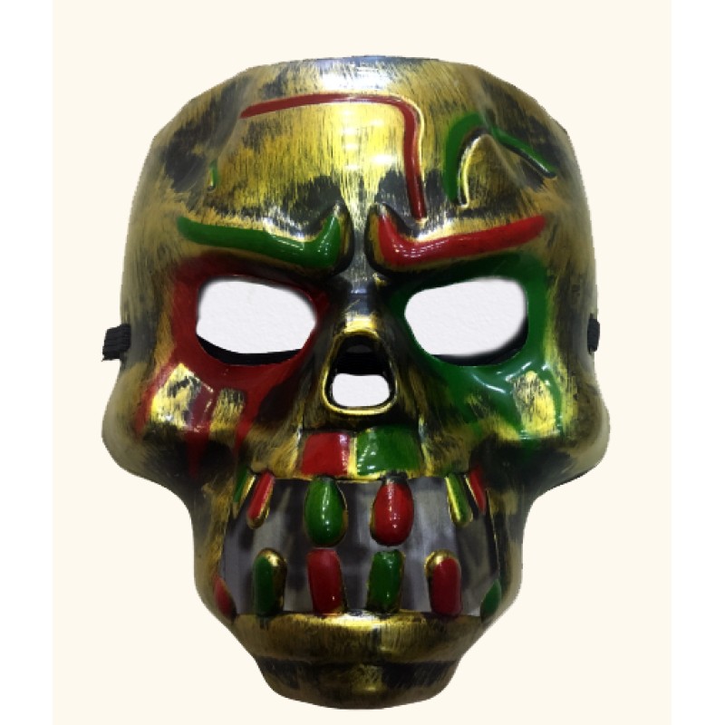 Kırmızı Kanlı Dişli Dracula Kafatası Maskesi Altın Renk Kırmızı Kanlı Dişli Dracula Kafatası Maskesi Altın Renk