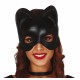 Siyah Deri Görünümlü Kedi Maskesi