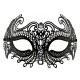 Siyah Lazer Kesim Kristal Taşlı Metal Venedik Maskesi