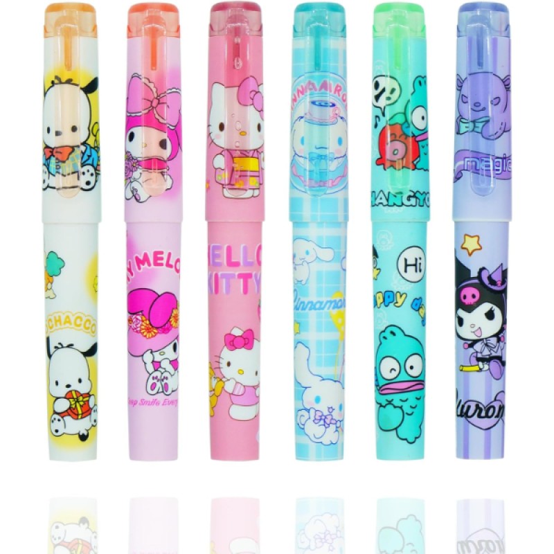 6lı Fosforlu Kalem Seti - Hello Kitty Kuromi ve Arkadaşları