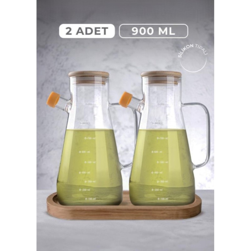 Standlı 2li Cam Yağdanlık