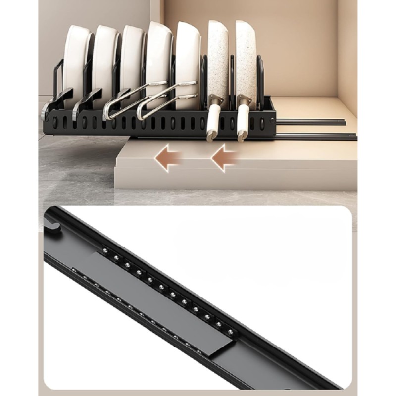 Teleskopik Raylı Tava Tencere Organizeri Teleskopik Raylı Tava Tencere Organizeri