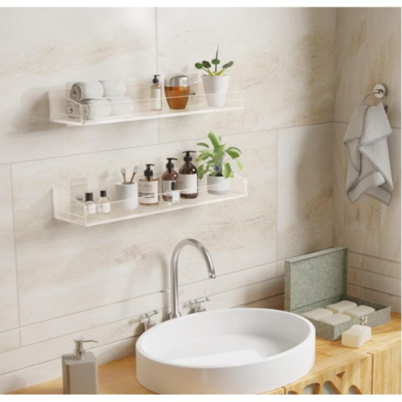 2'li Şık ve Minimalist Tasarımlı Şeffaf Duvar Rafı  