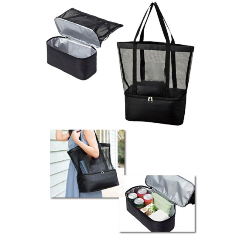 Termoslu Fileli Altı Buzluklu Plaj Çantası Termoslu Fileli Altı Buzluklu Plaj Çantası