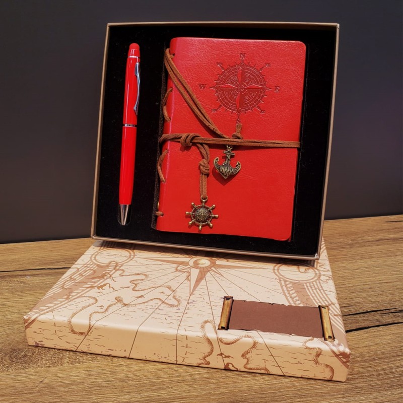 Kırmızı Pusula Tasarım Deri Defter Ve Touchpen Kalem Seti Kırmızı Pusula Tasarım Deri Defter Ve Touchpen Kalem Seti
