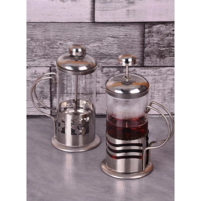 Çelik Kulplu Cam French Press - 350 ml 