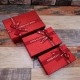 3'lü Dikdörtgen Simli Kırmızı Hediye Kutusu