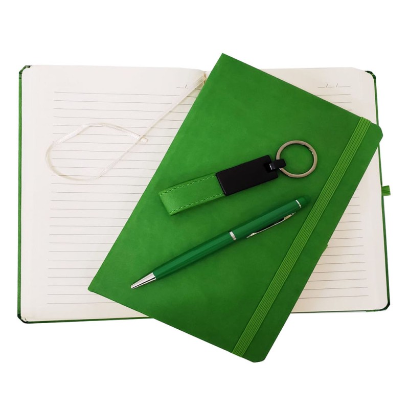 Yeşil Termo Deri Defter, Kalem ve Anahtarlık Seti Yeşil Termo Deri Defter, Kalem ve Anahtarlık Seti
