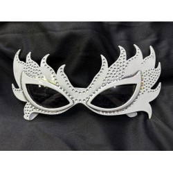 Taşlı Beyaz Alev Parti Gözlüğü 