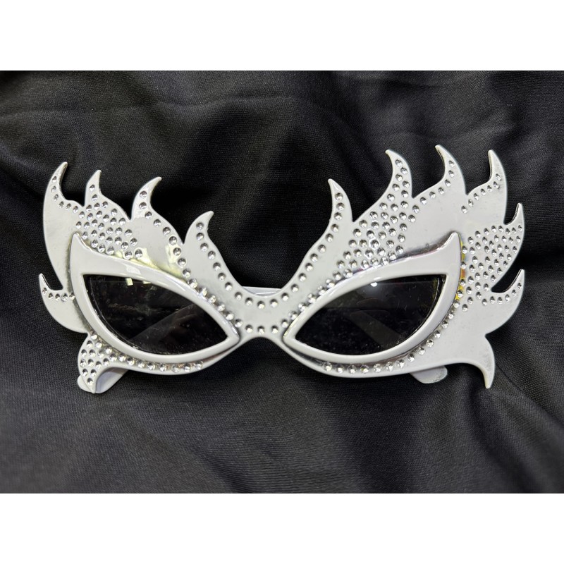 Taşlı Beyaz Alev Parti Gözlüğü 