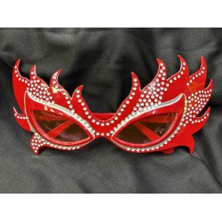 Taşlı Kırmızı Alev Parti Gözlüğü 