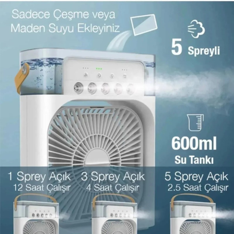 Su Hazneli Şarjlı Masa Vantilatörü 