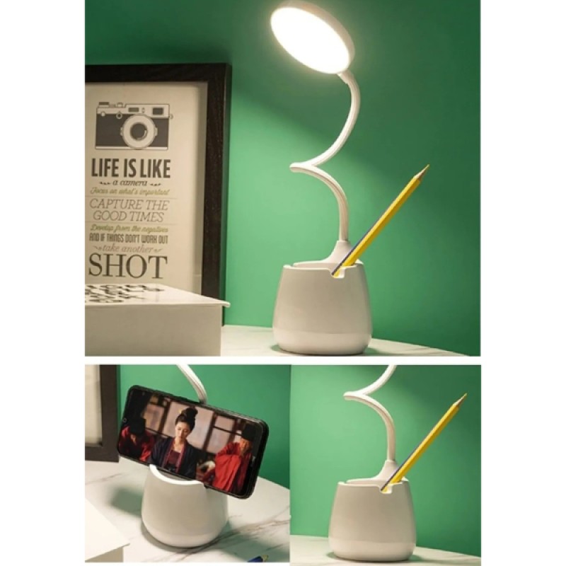 3 Modlu Kıvrımlı Bükülebilir Kalemlikli Masa Lambası 