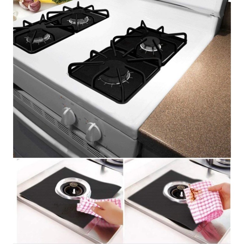 Ocak Koruyucu Folyo Yanmaz Yapışmaz 4'lü Set Siyah Renk 