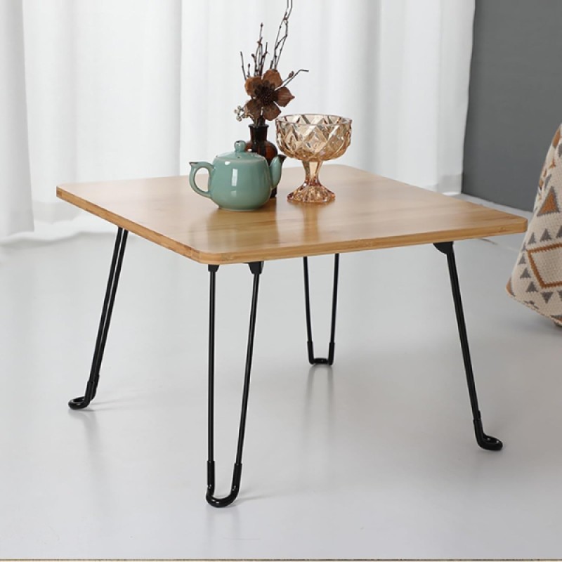 Bambu Metal Ayaklı Katlanabilir Kare Masa 