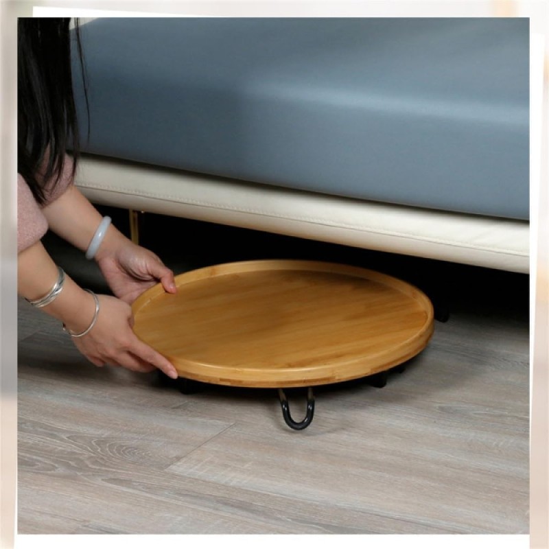 Bambu Metal Ayaklı Katlanabilir Yuvarlak Masa - 42 x 41.5 x 2.5 Cm