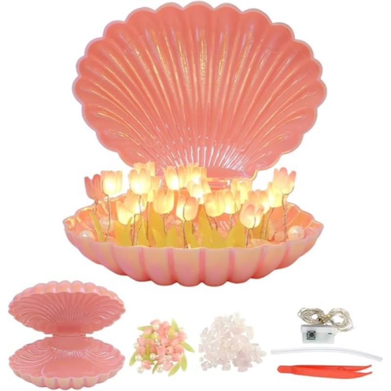LED Işıklı Kendin Yap Deniz Kabuğu Tasarımlı Lale Lamba LED Işıklı Kendin Yap Deniz Kabuğu Tasarımlı Lale Lamba