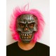 Wild Skull - Gümüş Kafatası Pembe Saçlı İskelet Maske Wild Skull - Gümüş Kafatası Pembe Saçlı İskelet Maske