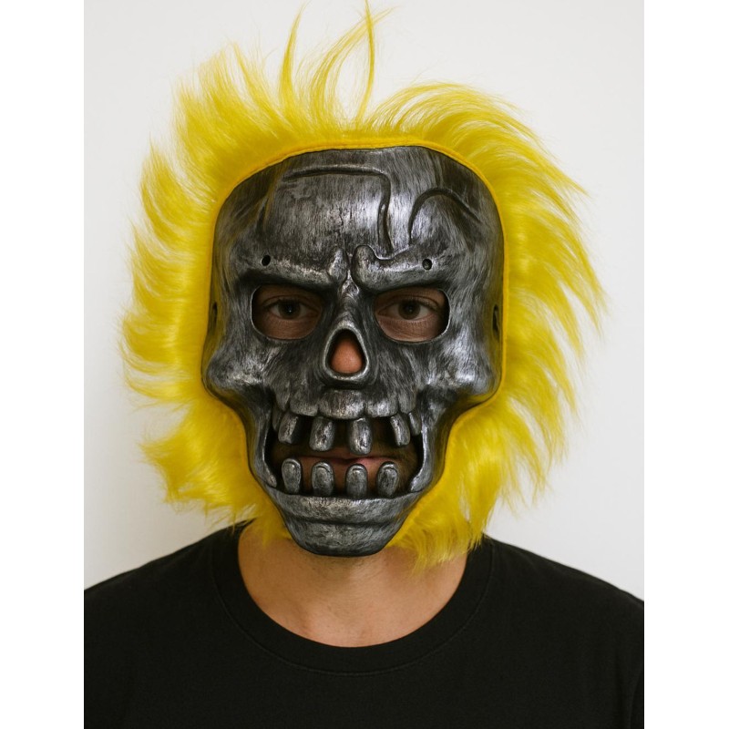 Wild Skull - Metal Kafatası Sarı Saçlı İskelet Maske Wild Skull - Metal Kafatası Sarı Saçlı İskelet Maske