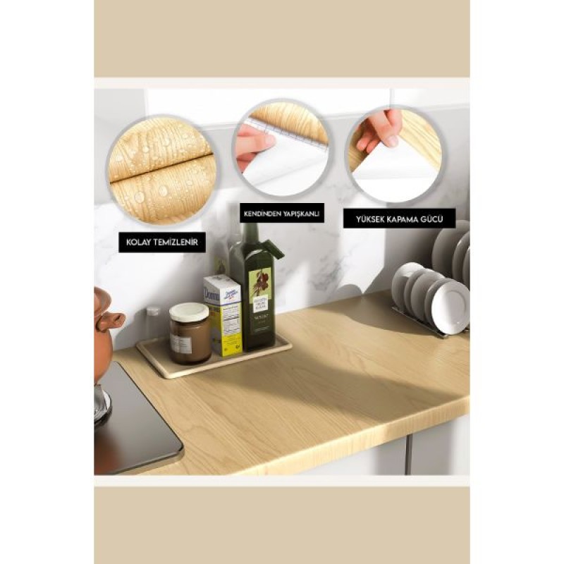 Ahşap Görünümlü Kendinden Yapışkanlı Kaplama Folyosu 5 Metre Ahşap Görünümlü Kendinden Yapışkanlı Kaplama Folyosu 5 Metre