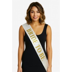 Beyaz Saten Üzerine Kalın Altın Bride To Be Kuşağı