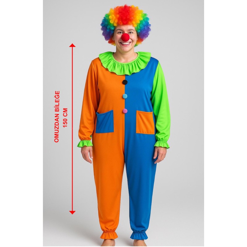 Palyaço Kostüm Seti 150 cm (Peruk + Burun + Kostüm) Palyaço Kostüm Seti 150 cm (Peruk + Burun + Kostüm)