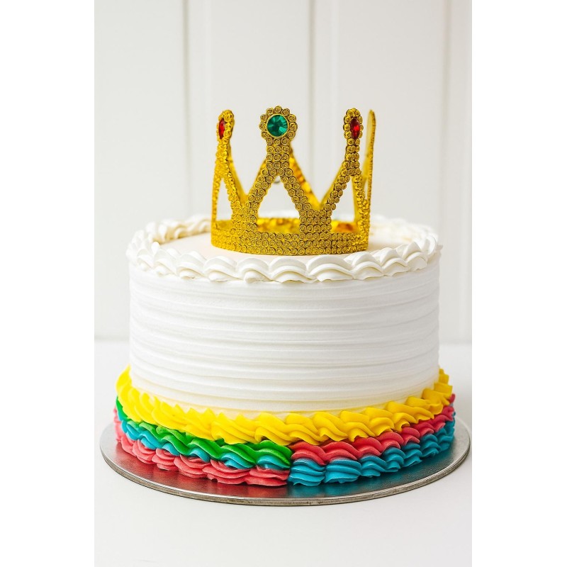 Altın Işıltılı Pasta Üstü Taç Plastik Altın Işıltılı Pasta Üstü Taç Plastik