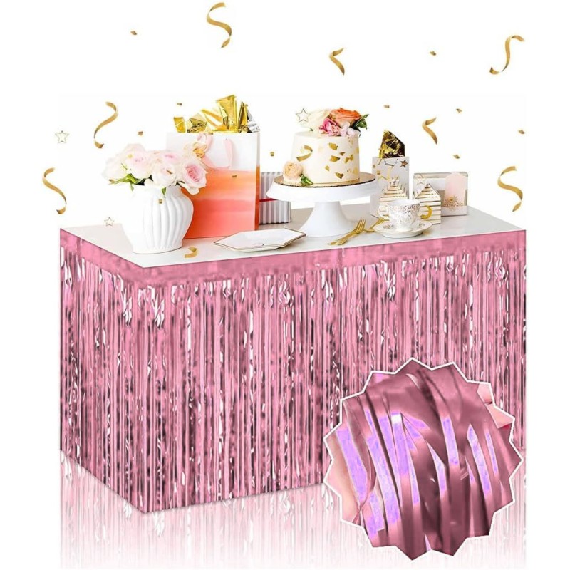 Kendinden Yapışkanlı Rose Gold Metalize Püsküllü Masa Eteği