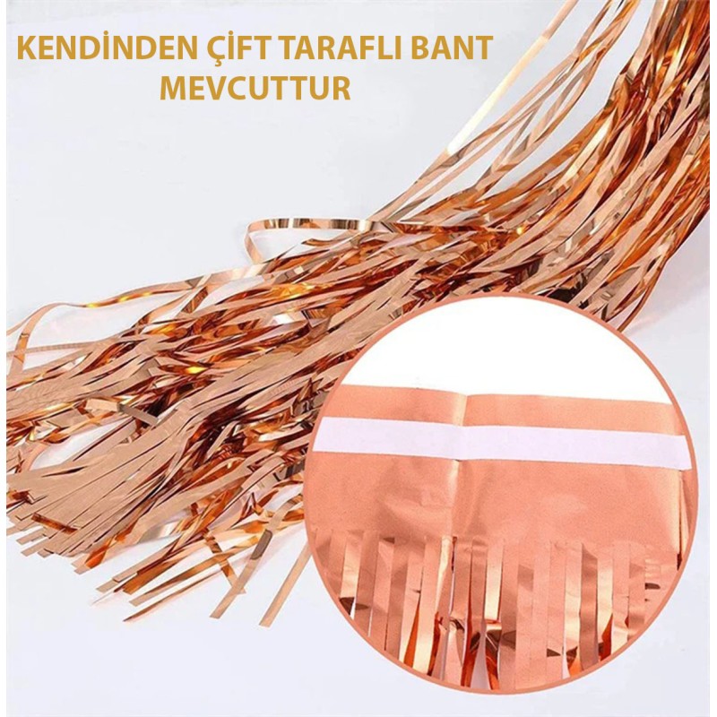 Rose Gold Püsküllü Kapı Perdesi 