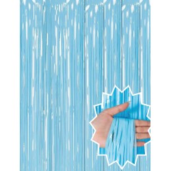 Soft Mavi Püsküllü Kapı Perdesi