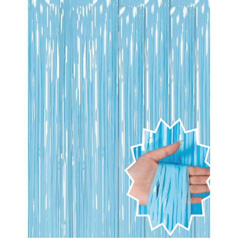 Soft Mavi Püsküllü Kapı Perdesi