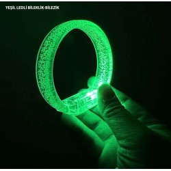 Yeşil Led Işıklı Baskı Yapılabilen Pilli Bileklik Bilezik