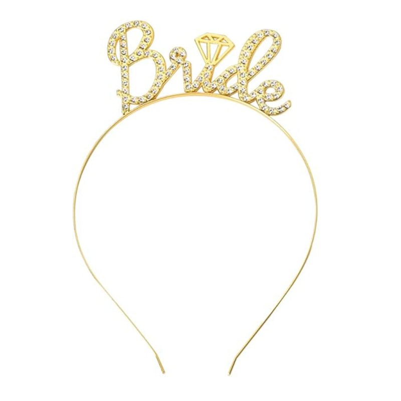 Altın Renkli Taşlı “Bride” Gelin Tacı