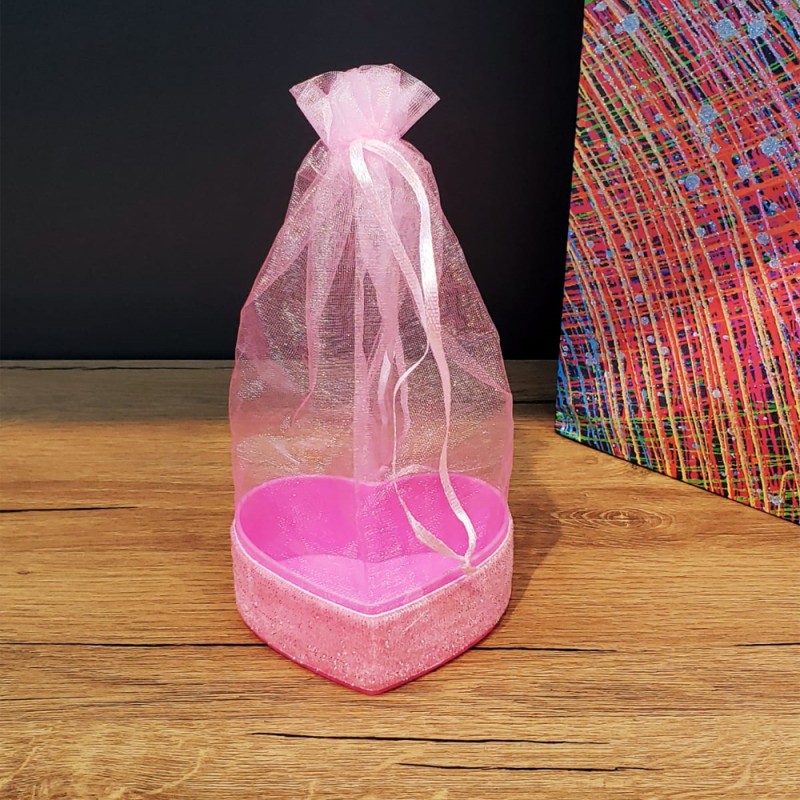 Pembe Kalpli Tül Kese Pembe Kalpli Tül Kese