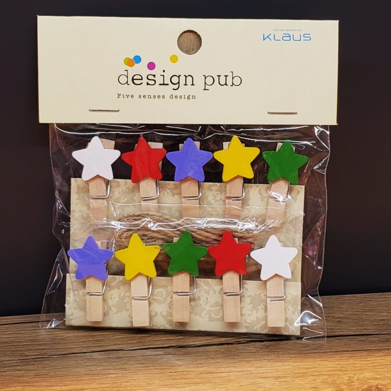 Yıldız Tasarımlı Mini Fotoğraf Mandalları Yıldız Tasarımlı Mini Fotoğraf Mandalları