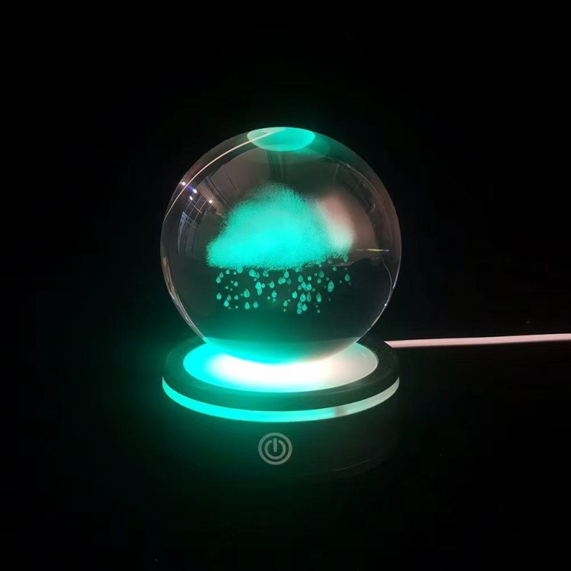 USB'li Yağmur Bulutu Tasarımlı Dönen Cam Küre USB'li Yağmur Bulutu Tasarımlı Dönen Cam Küre