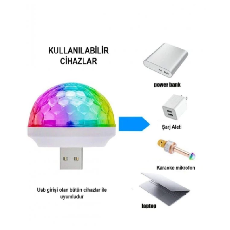 Usb Girişli Sese Duyarlı Disko Topu Usb Girişli Sese Duyarlı Disko Topu