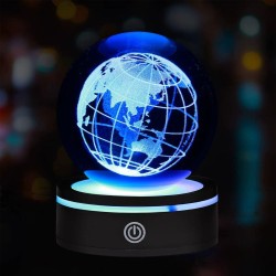 USB'li Dünya Tasarımlı Dönen Cam Küre