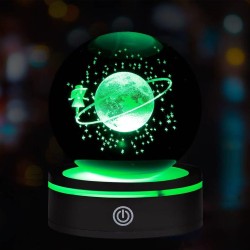 USB'li Satürnlü Kız Tasarımlı Dönen Cam Küre