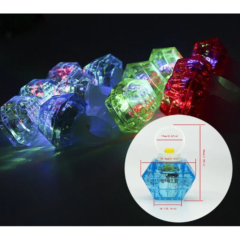 6'lı Kristal LED Parti Yüzük Seti 6'lı Kristal LED Parti Yüzük Seti