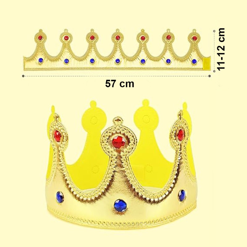 Altın Renk Eva Malzemeden İmal Çocuk Kral Tacı 57 cm Altın Renk Eva Malzemeden İmal Çocuk Kral Tacı 57 cm