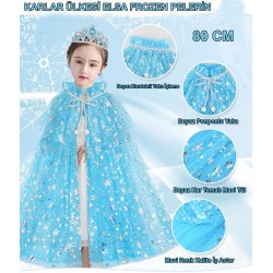 Karlar Ülkesi Elsa Frozen Mavi Pelerin – 80 cm Çocuk Pelerini 